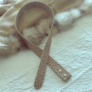 Ostrich look Textured genuine leather belt